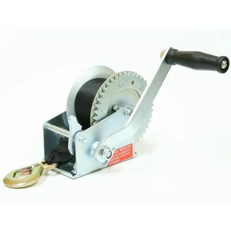 Varan Motors - S1200 Treuil Manuel à Manivelle 544/1088kg Pour Remorque, Quad, Bateau Avec Sangle De 50mm X 8m - Gris 2 Varan Motors - S1200 Treuil Manuel à Manivelle 544/1088kg Pour Remorque, Quad, Bateau Avec Sangle De 50mm X 8m - Gris