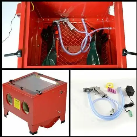 Varan Motors - NESB-09 Cabine De Sablage - Microbilleuse - Sableuse à Manchons 90 Litres Avec Accessoires - Rouge 4 Varan Motors - NESB-09 Cabine De Sablage - Microbilleuse - Sableuse à Manchons 90 Litres Avec Accessoires - Rouge – Image 2
