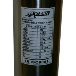 Varan Motors - 4STM3-10 Pompe à Eau Immergée Pour Puits Profonds Et Forage, 4m³/h - 80m, 750Watt - Gris -Varan Motors Magasin 138842 3