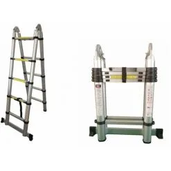 Varan Motors - DLT705B Echelle Télescopique Multi-fonctions En Alu De 3.2m, 10 échelons - Gris