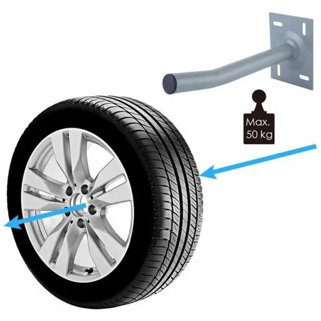 Varan Motors - HYAOU-1 Support Mural De Roues, Range-pneus, Range-roues En Acier, 4 Pièces, 50kg Max Par Support - Gris 4 Varan Motors - HYAOU-1 Support Mural De Roues, Range-pneus, Range-roues En Acier, 4 Pièces, 50kg Max Par Support - Gris – Image 2