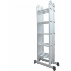 Varan Motors - DLM105 Echelle, Escabeau, Echafaudage Multi-fonctions En Alu De 5.92m, 20 échelons - Gris