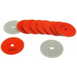 Varan Motors - NEWGP-01-3 10pcs Pads Diamant 100mm Grain 300 Pour Polissage à L'eau, Polisseuse à L'eau - Rouge