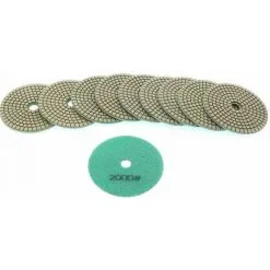 Varan Motors - NEWGP-01-8 10pcs Pads Diamant 100mm Grain 2000 Pour Polissage à L'eau, Polisseuse à L'eau - Vert