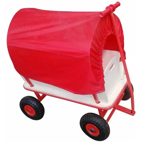 Varan Motors - TC1812M Chariot Wagon Pour Enfant, Chariot De Transport En Bois Avec Bâche, Charge 180Kg Max. - Rouge 4 Varan Motors - TC1812M Chariot Wagon Pour Enfant, Chariot De Transport En Bois Avec Bâche, Charge 180Kg Max. - Rouge – Image 2