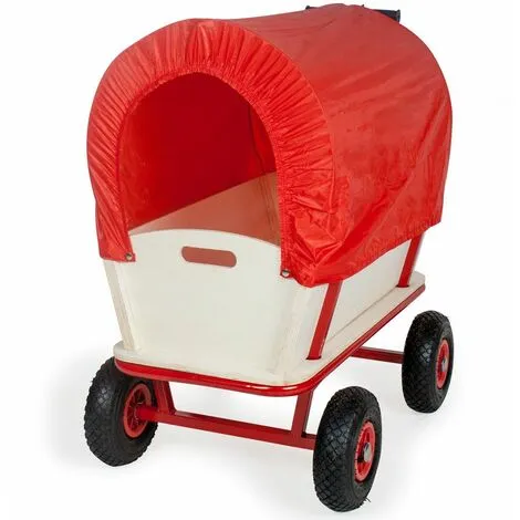 Varan Motors - TC1812M Chariot Wagon Pour Enfant, Chariot De Transport En Bois Avec Bâche, Charge 180Kg Max. - Rouge 6 Varan Motors - TC1812M Chariot Wagon Pour Enfant, Chariot De Transport En Bois Avec Bâche, Charge 180Kg Max. - Rouge – Image 4