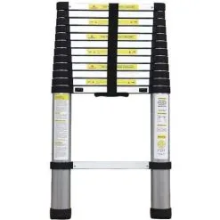 Varan Motors - DLT212E Echelle Télescopique En Alu De 3.80m, 13 échelons SOFT CLOSE: Fermeture Progressive - Gris