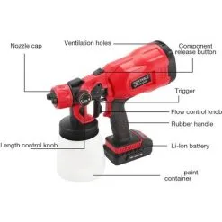 Varan Motors - CP32380 PIstolet à Peinture Sans Fil 800ml Pulvérisateur Avec Batterie 20v 2Ah Et Chargeur - Rouge 10 Varan Motors - CP32380 PIstolet à Peinture Sans Fil 800ml Pulvérisateur Avec Batterie 20v 2Ah Et Chargeur - Rouge -Varan Motors Magasin 44830848 4