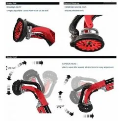 Varan Motors - XM-1010 Rabot Ponceuse Fraise à Béton Téléscopique 1010W 1700-3500t/min - Rouge 9 Varan Motors - XM-1010 Rabot Ponceuse Fraise à Béton Téléscopique 1010W 1700-3500t/min - Rouge -Varan Motors Magasin 577602 3