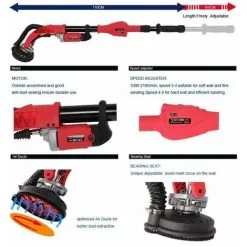 Varan Motors - XM-1010 Rabot Ponceuse Fraise à Béton Téléscopique 1010W 1700-3500t/min - Rouge 10 Varan Motors - XM-1010 Rabot Ponceuse Fraise à Béton Téléscopique 1010W 1700-3500t/min - Rouge -Varan Motors Magasin 577602 4