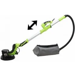 Varan Motors - ZL-225A Ponceuse à Bras Girafe Téléscopique Pour Plâtre Et Plaque De Plâtre, Avec Aspiration Des Poussières Et Sac - Vert